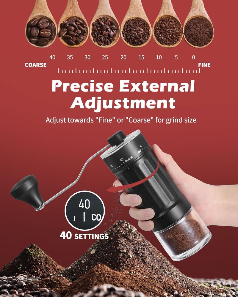 GCCTXG GCCTXC Manual Coffee Grinder with Ceramic Burr Handheld Hand Crank Espresso Grinder for Coarse Drip Fine Pour Over French Press Small Portable for Travel Camping Quiet Adjustable with Grind Settings - Image 2